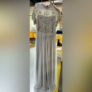 Vintage Hand Embroidered Gray Prom Dress